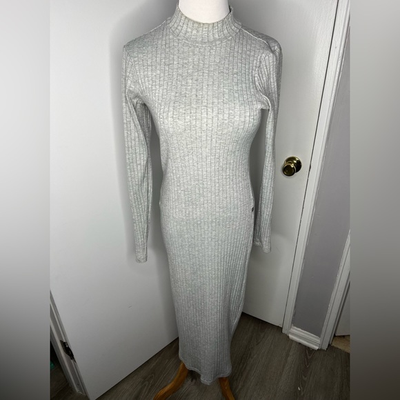 G-Star Dresses & Skirts - G Star Raw Gray Ribbed Midi Long Sleeve Dress M